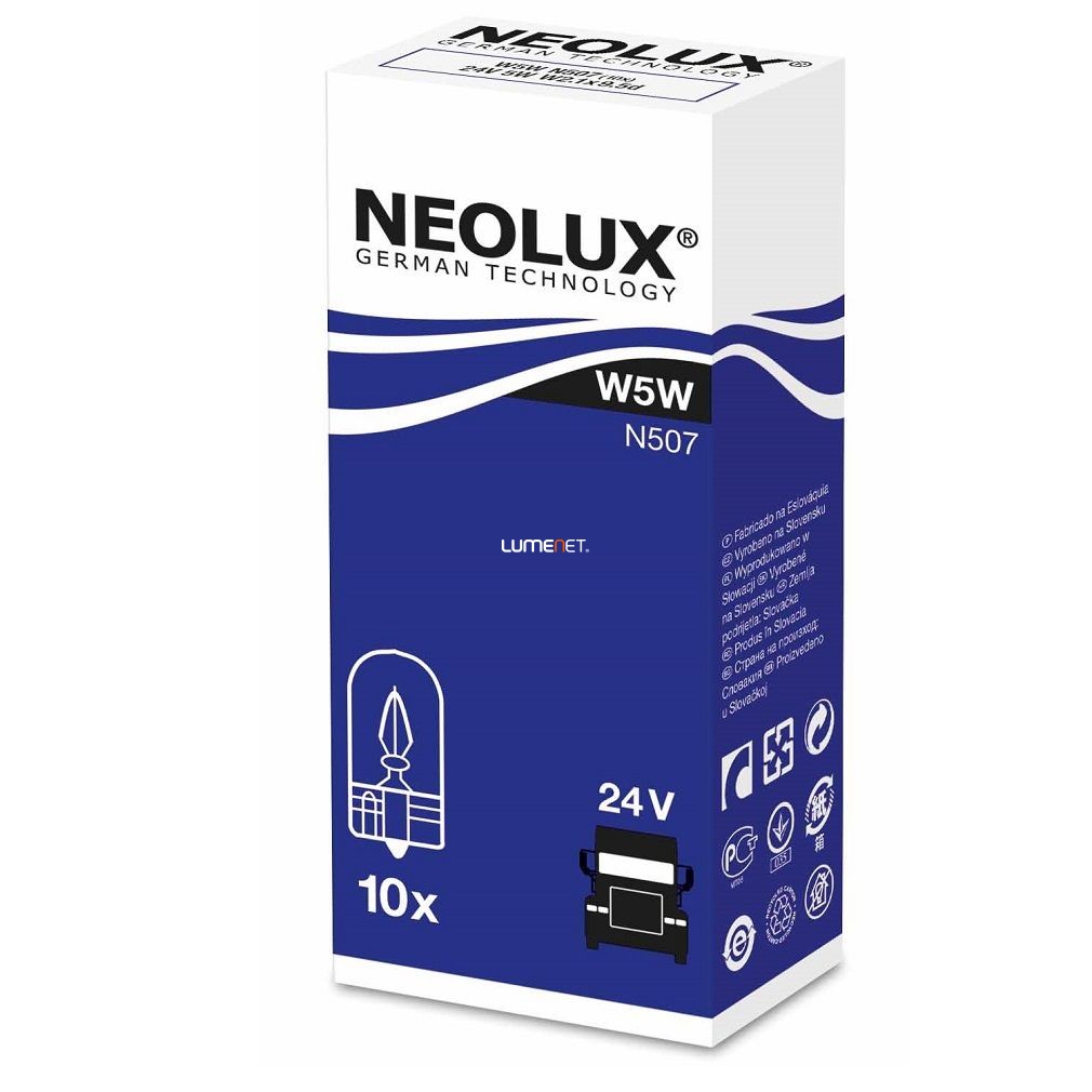 Neolux N507 W5W 24V műszerfal izzó 10db/csomag