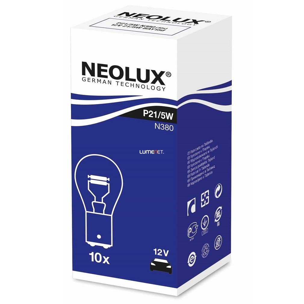 Neolux N380 P21/5W BAY15d 12V jelzőizzó 10db/csomag