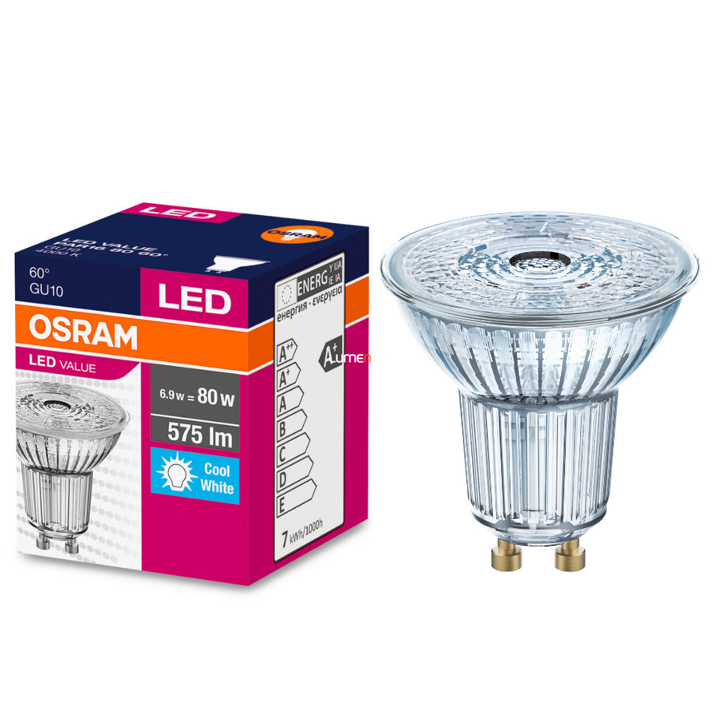 Osram GU10 LED Value 6,9W 575lm 4000K hidegfehér 60° - 80W izzó helyett