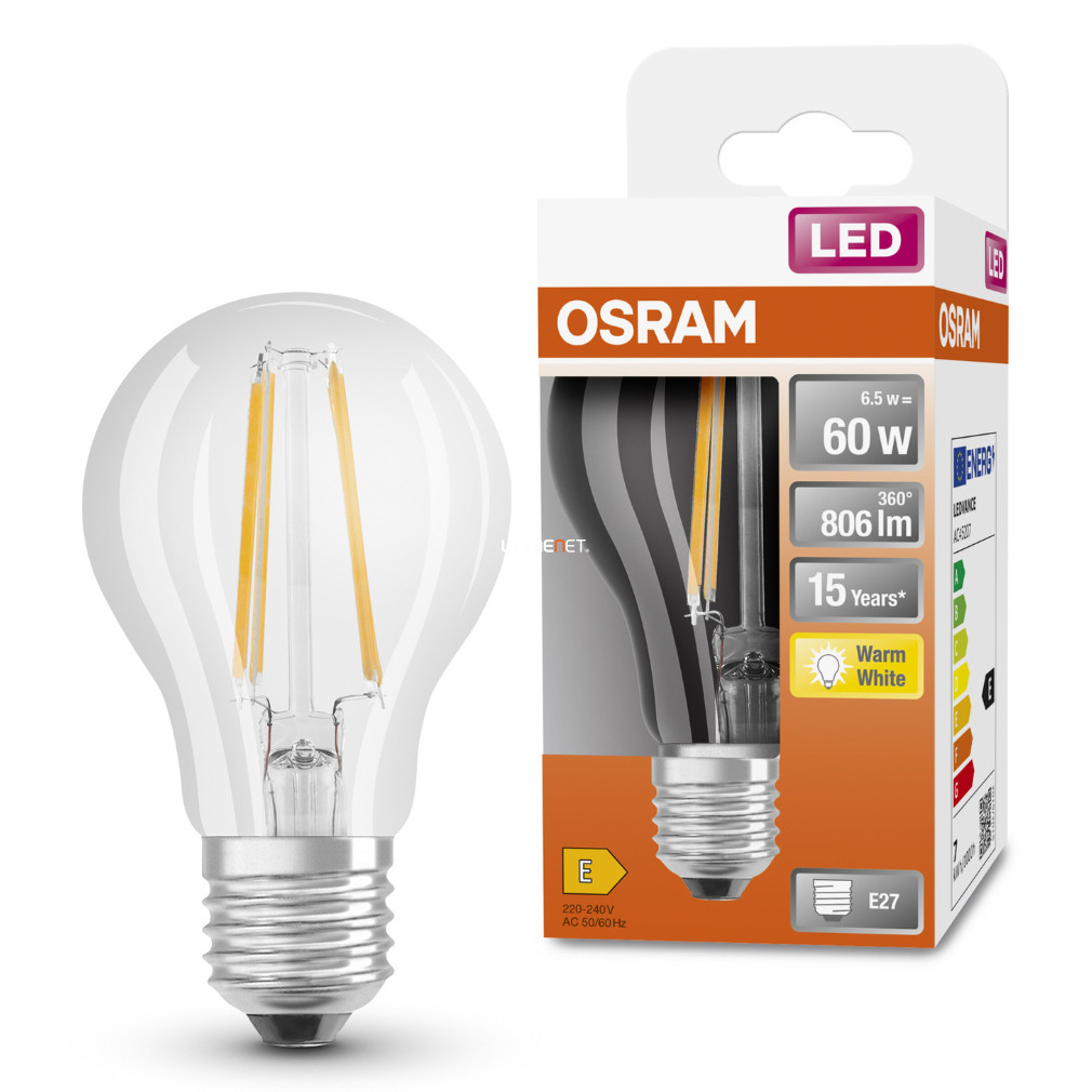 Osram E27 LED Star 6,5W 806lm 2700K melegfehér 300° - 60W izzó helyett