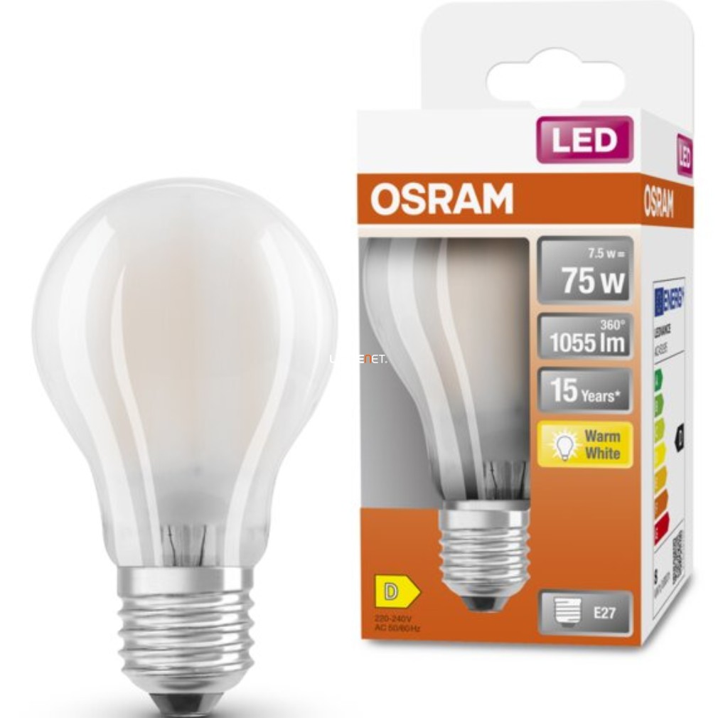 Osram E27 LED Star 7,5W 1055lm 2700K melegfehér 300° opál - 75W izzó helyett