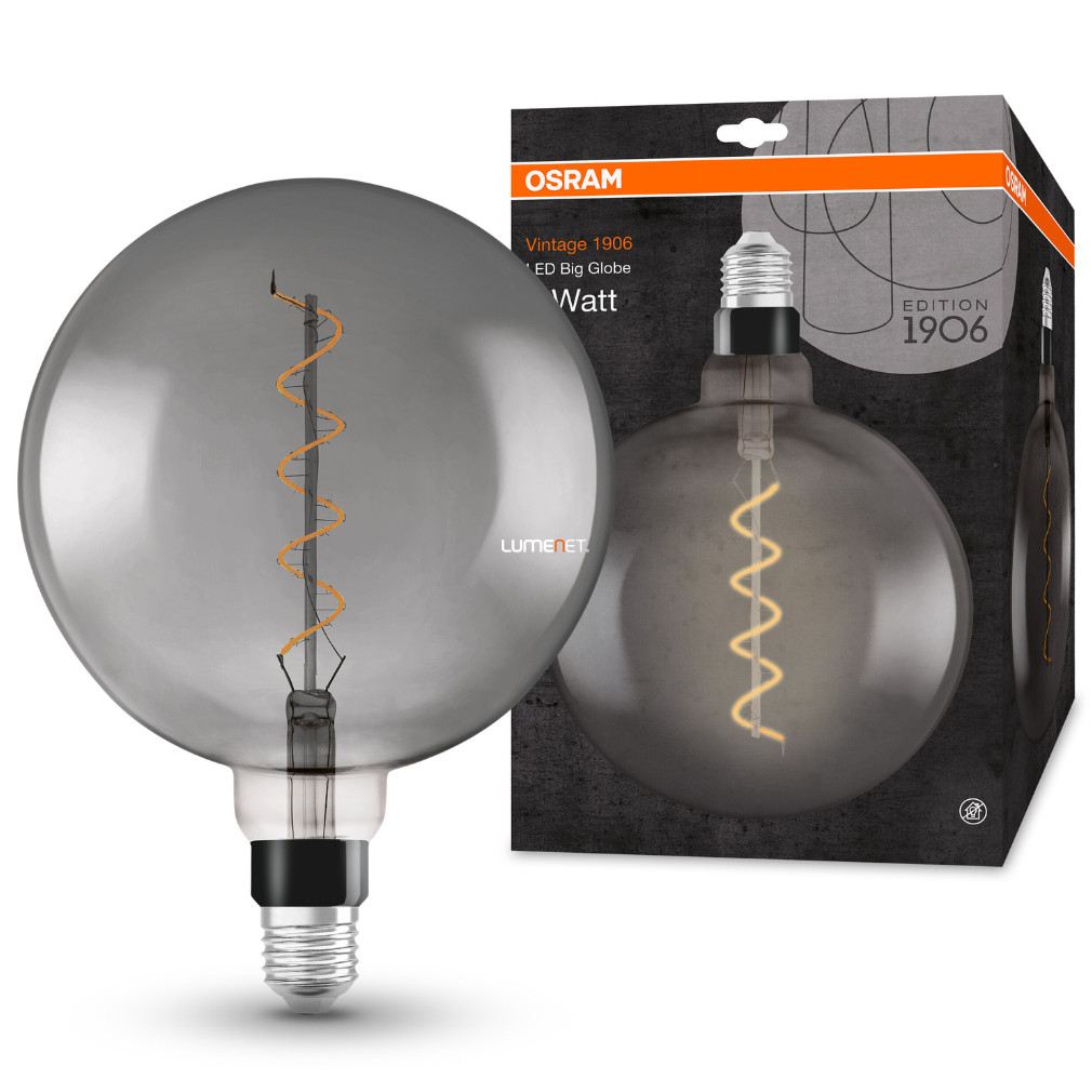 Osram Vintage Big Globe E27 4W 140lm 1800K, smoke - 16W izzó helyett