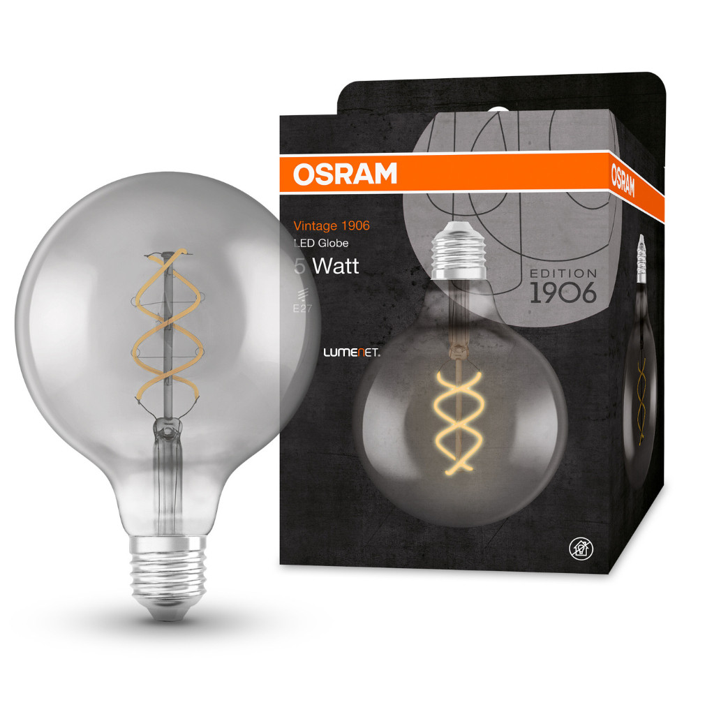 Osram Vintage Globe E27 4W 140lm 1800K, smoke - 16W izzó helyett