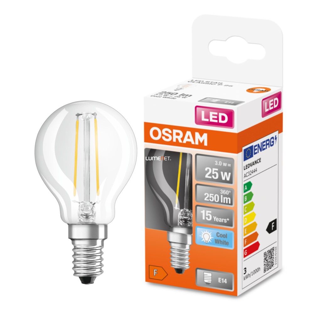 Osram E14 LED Star kisgömb 2,5W 250lm 4000K hidegfehér 300° - 25W izzó helyett