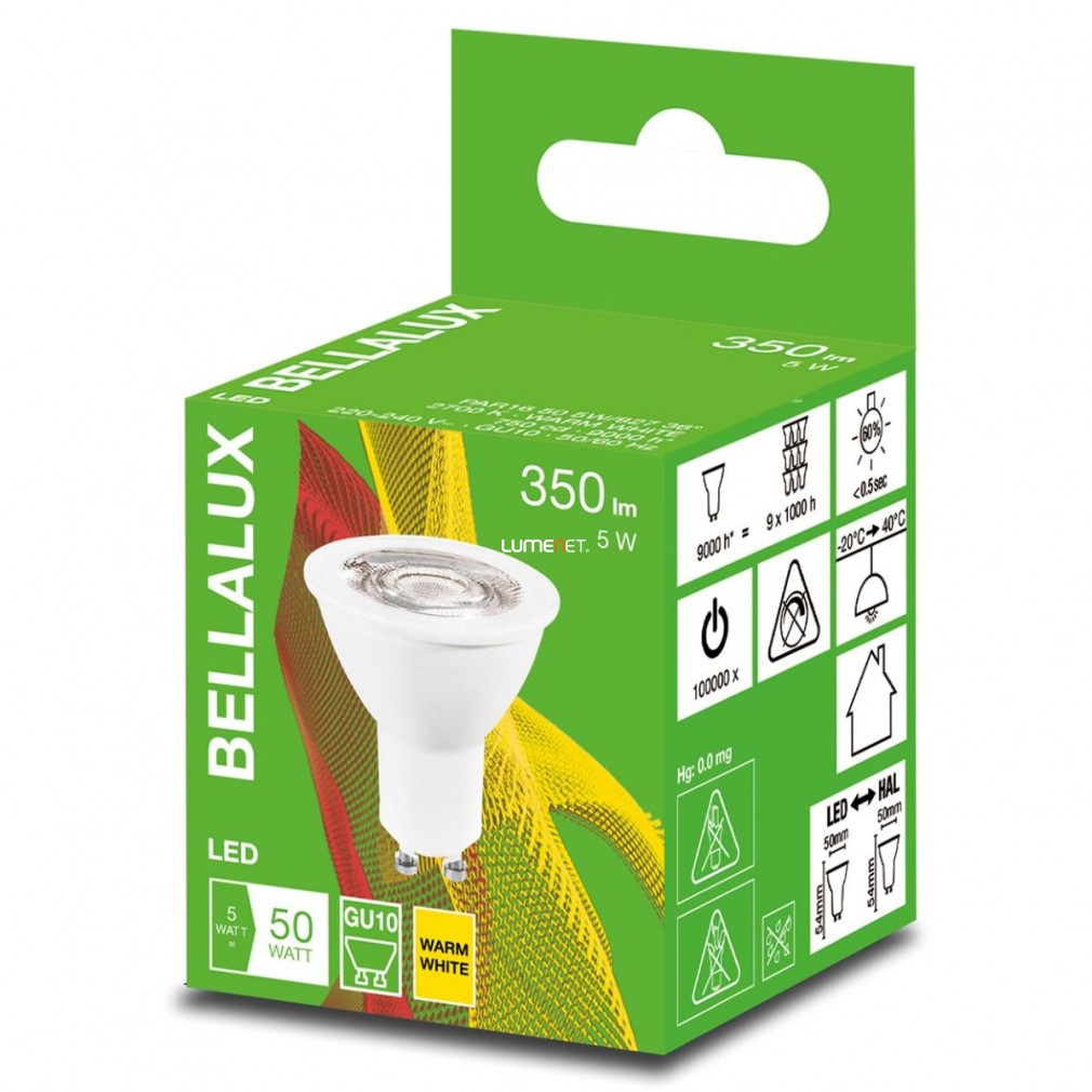 Bellalux PAR16 50 36° 5W/827 2700K GU10 LED 2év gar.