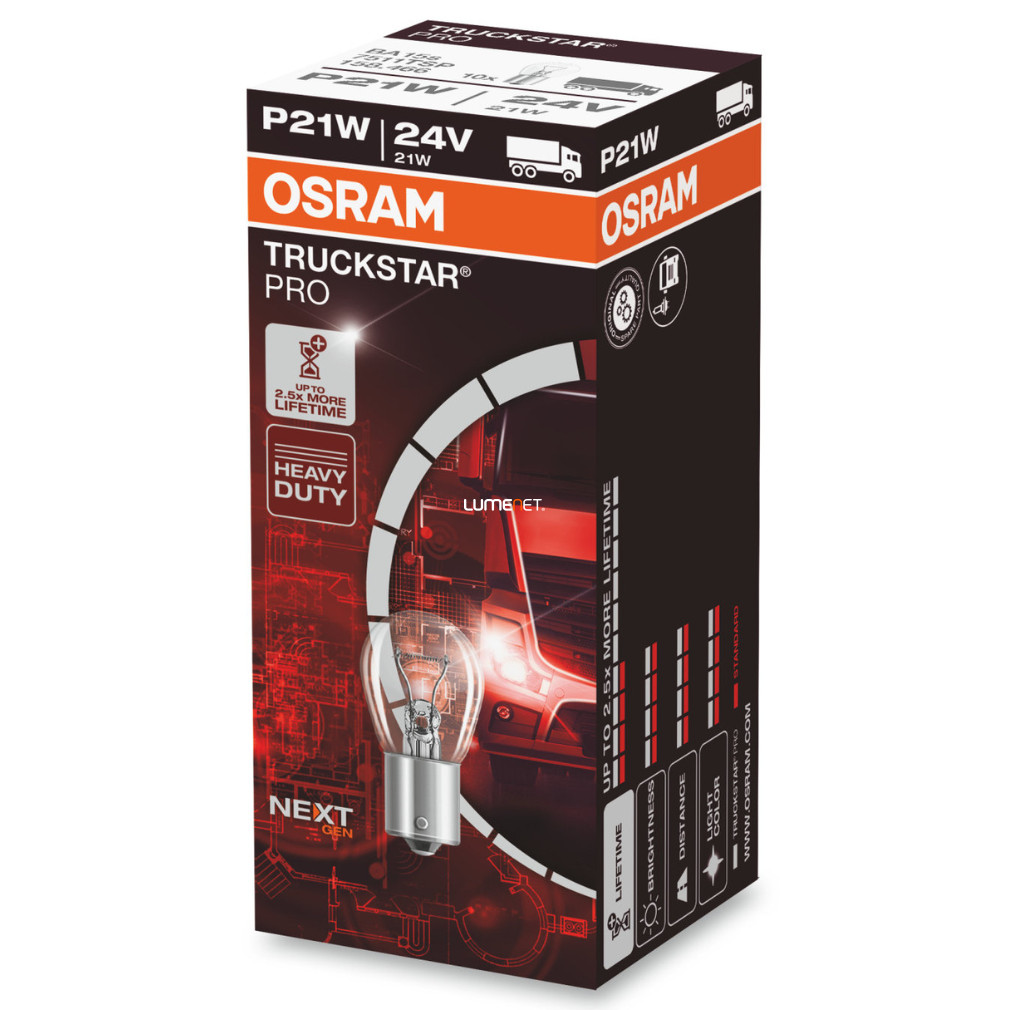 Osram Truckstar Pro 24V P21W jelzőizzó, 10db/csomag