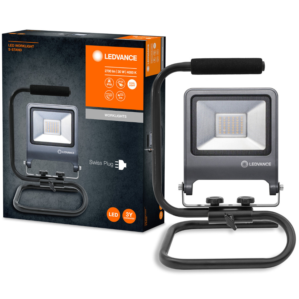 Ledvance hordozható LED reflektor 30 W, hidegfehér, szürke (Worklight S-Stand)