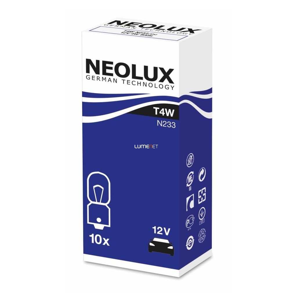 Neolux Standard N233 T4W 12V jelzőizzó 10db/csomag