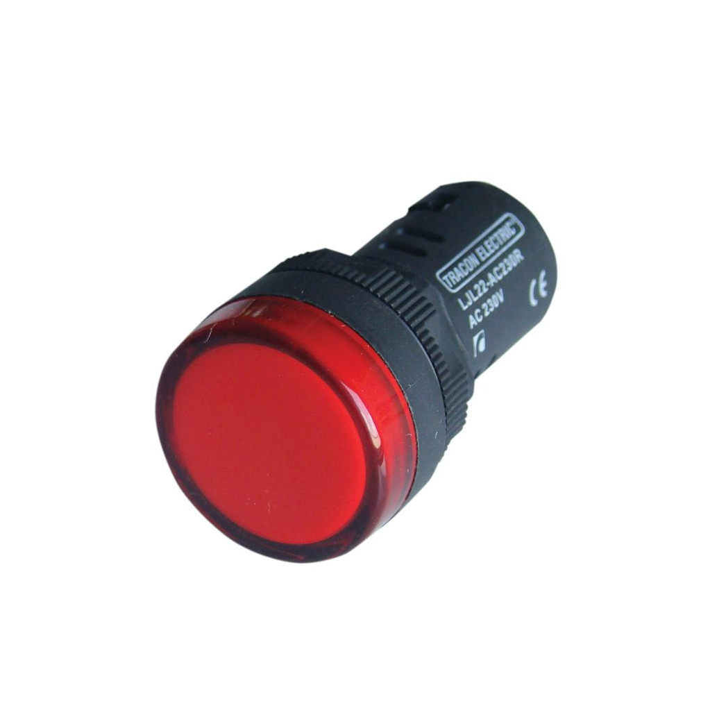 Tracon jelzőlámpa piros, LED-es, LJL22-RE 230V AC/DC 22mm