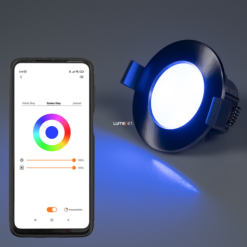 Connect Smart süllyesztett LED spot lámpa 7 W, hideg-melegfehér, nikkel színű - Optima Lutec 8304201448