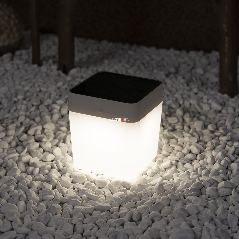 Napelemes kültéri hordozható LED kocka 1 W, melegfehér, fehér-opál - Table Cube Lutec 6908001331