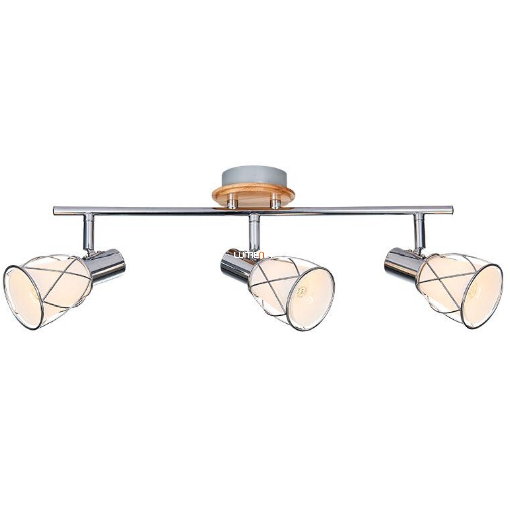 Spot lámpa három foglalattal, króm-fehér-fa - Padre Prezent 75452