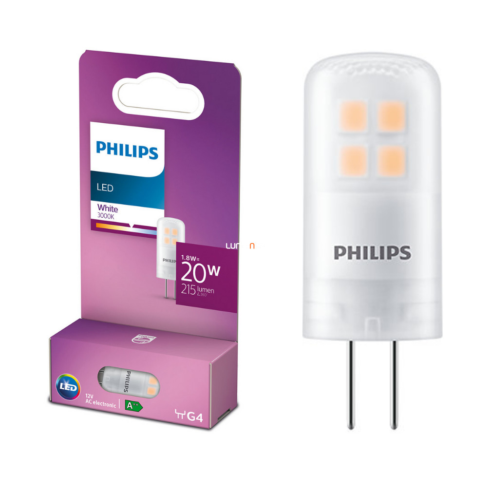 Philips G4 LED 1,8W 215lm 12V 3000 K - 20W izzó helyett