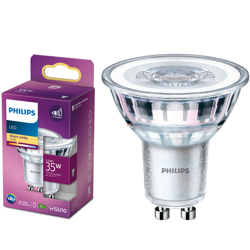 Philips GU10 LED 3,5W 255lm 2700K meleg fehér 36° - 35W izzó helyett