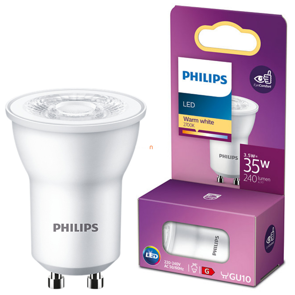 Philips MR11 GU10 3,5W 240lm 2700K melegfehér 36° D36mm - 35W izzó helyett