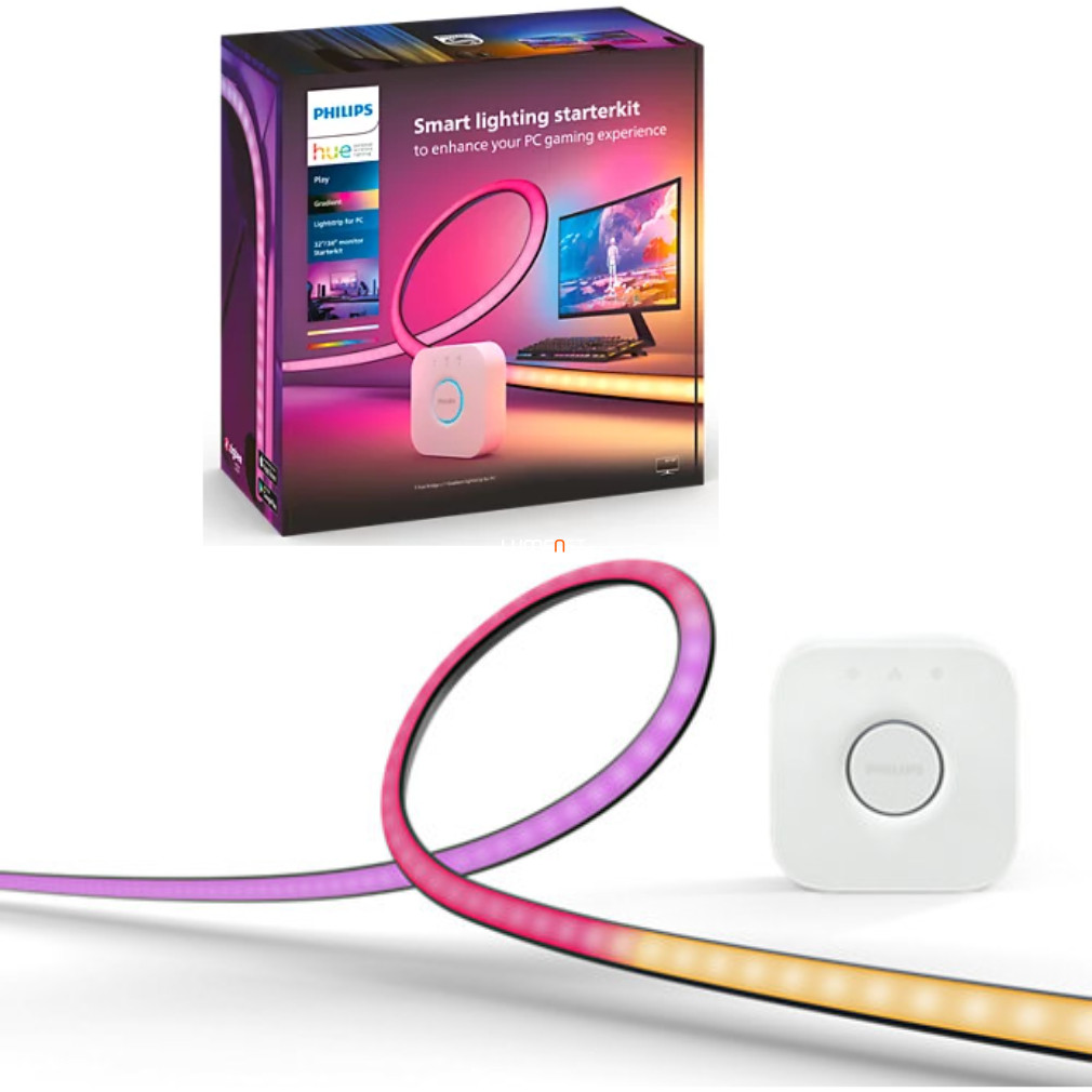 Philips Hue Play Gradient Lightstrip + Hue Bridge LED-szalag szett 24-27” monitorokhoz