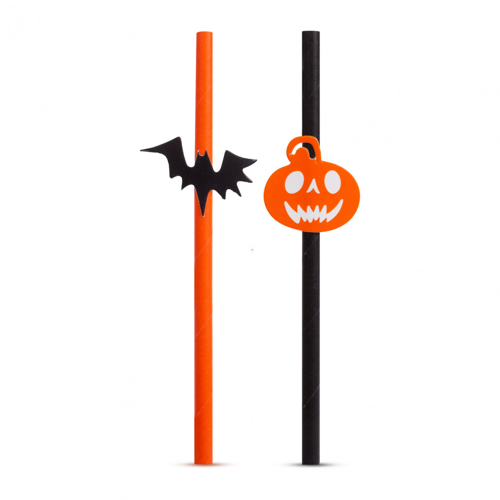 Papír szívószál - halloween - 197 x 6 mm - 12 db / csomag