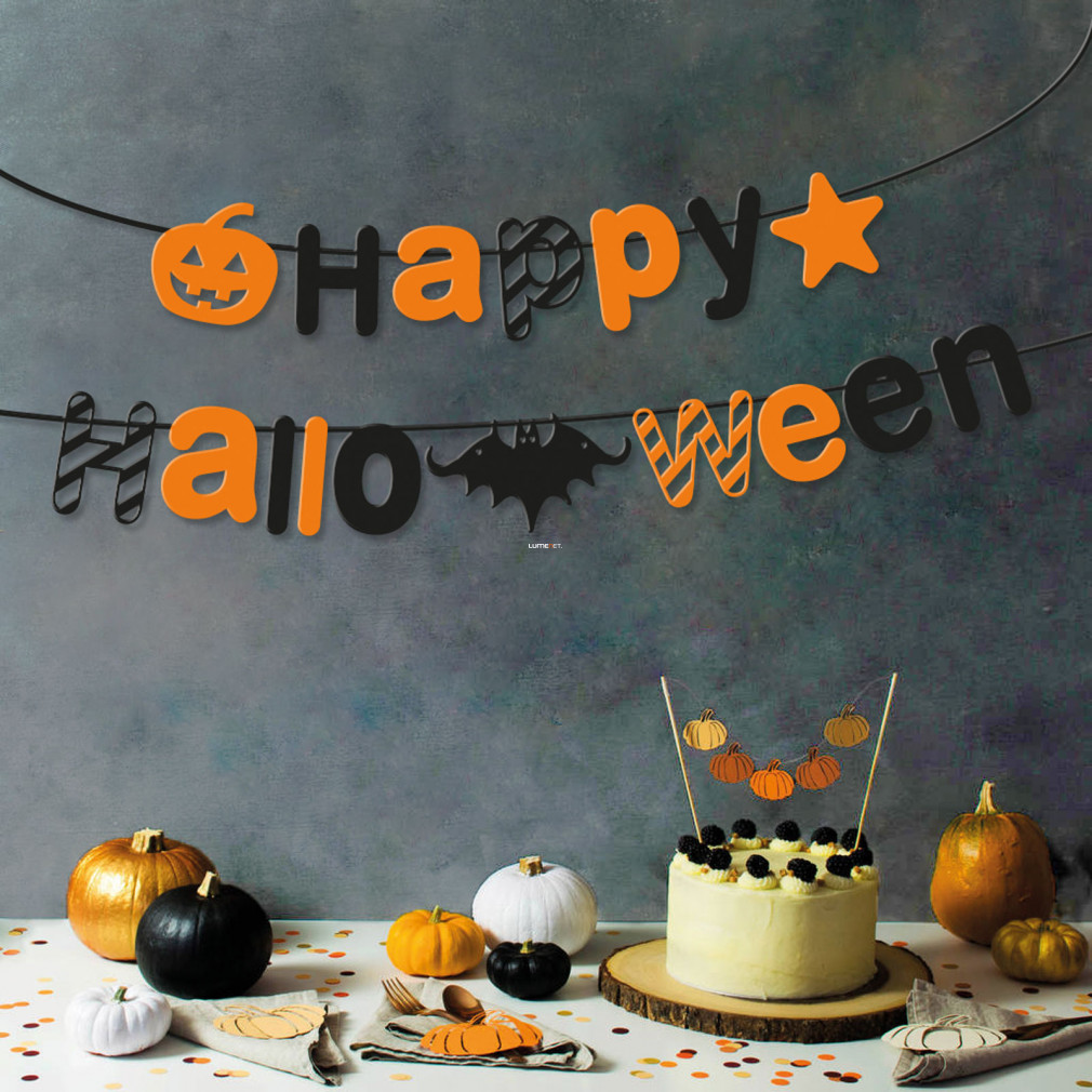 Halloween-i papír girland - "Happy Halloween" felirat - 3,5 m